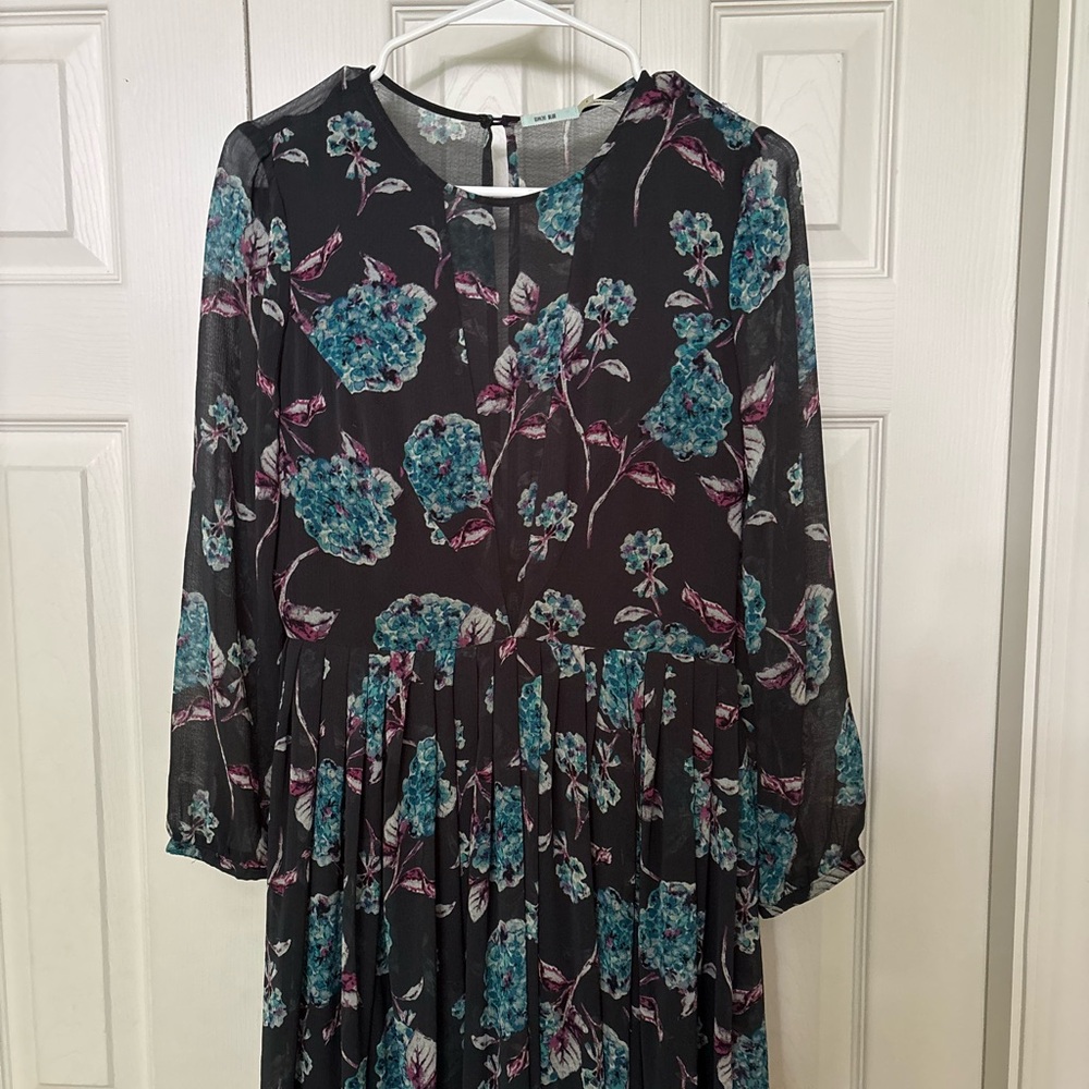 Urban Outfitters Kimchi Blue Black Dress with Floral Accents